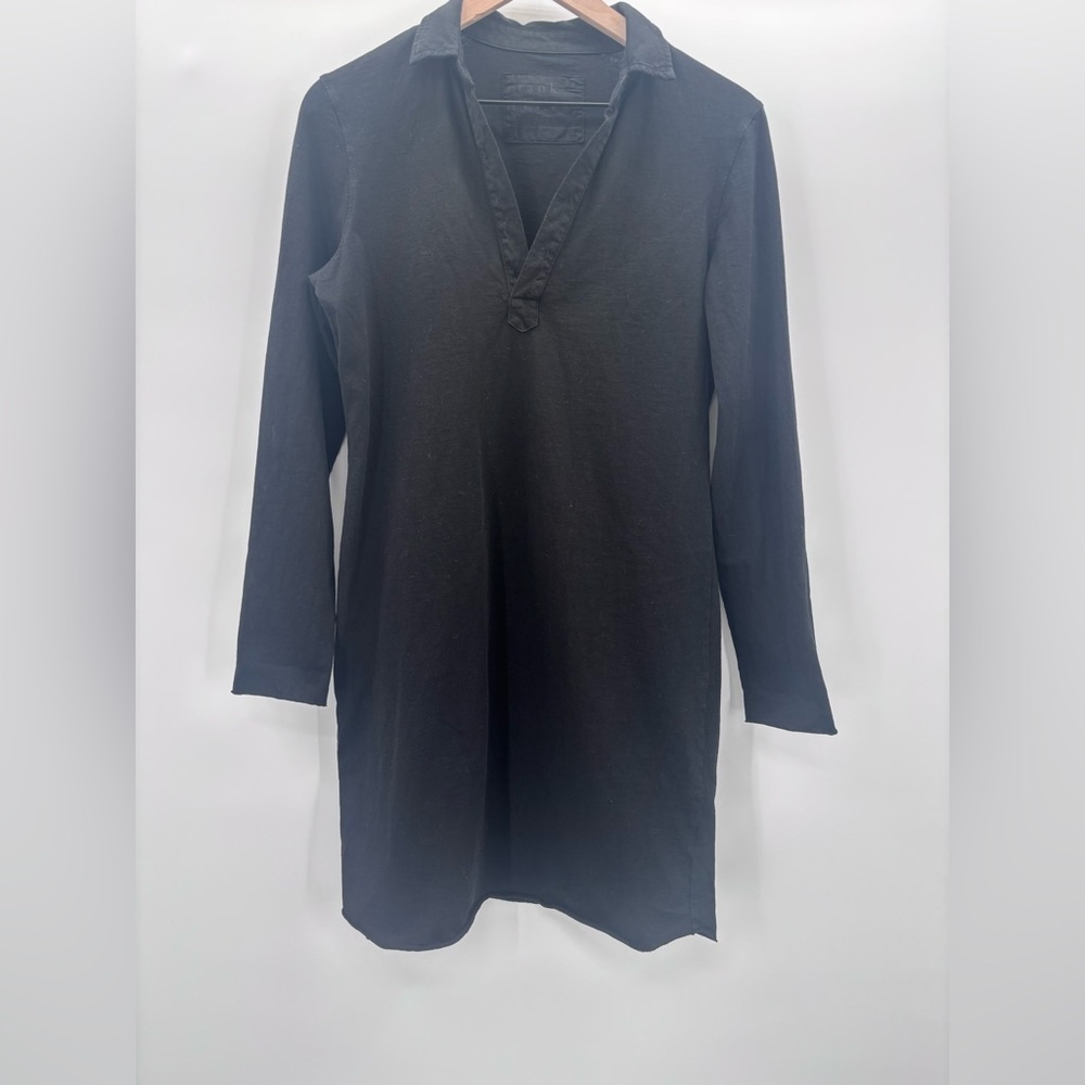 Frank & Eileen Nicole Popover Henley Dress Small In Black - Picture 3 of 8